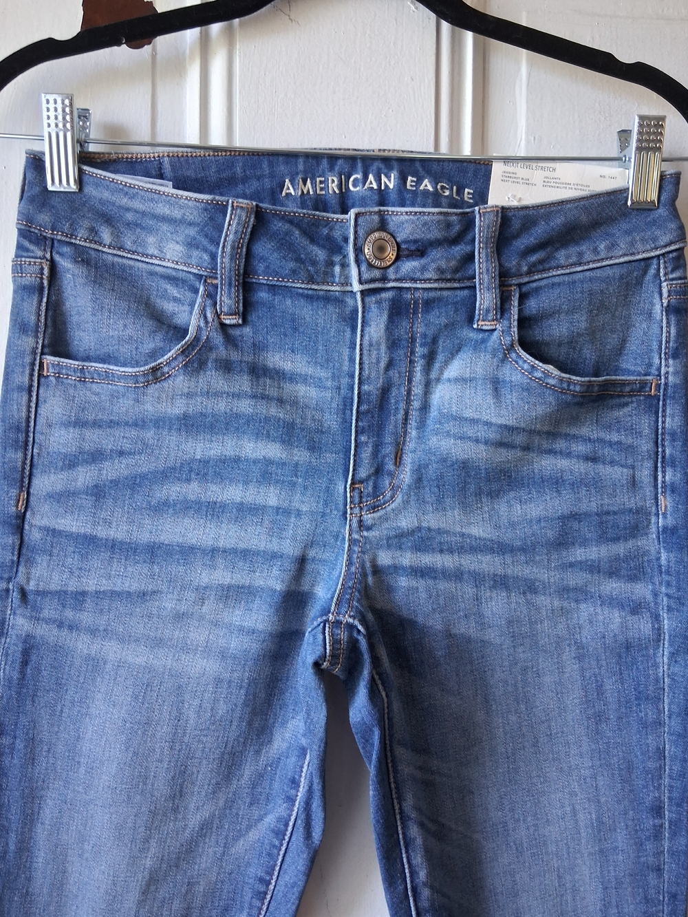 American Eagle Womens Starburst Blue Jeggins Next Level Stretch Low Rise Regular